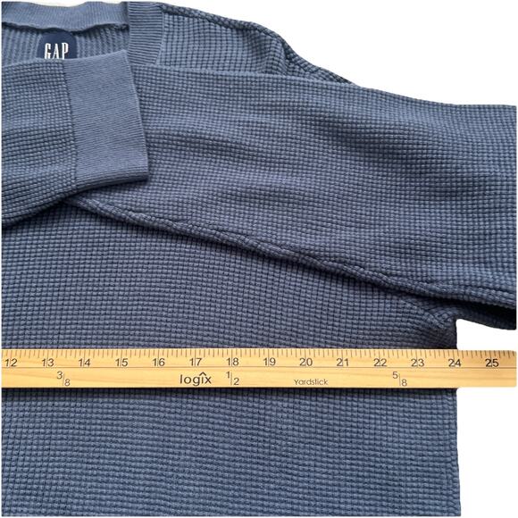 Gap Waffle Knit Sweater Mens XXL Blue Pullover Cotton Blend Crewneck Casual - Picture 9 of 11